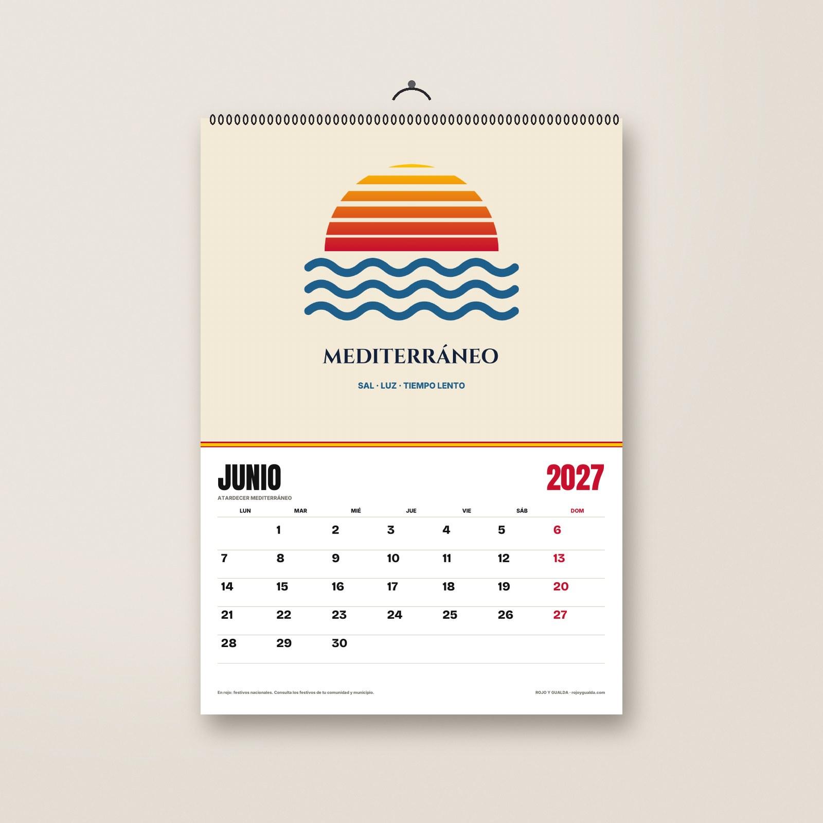 Calendario España 2027 — Calendario de pared — un mes por dentro