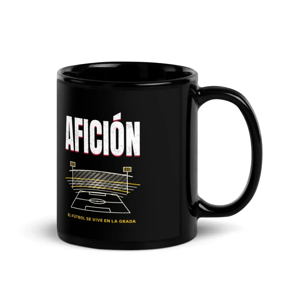 Afición · Estadio — Taza — Black — Handle on Right