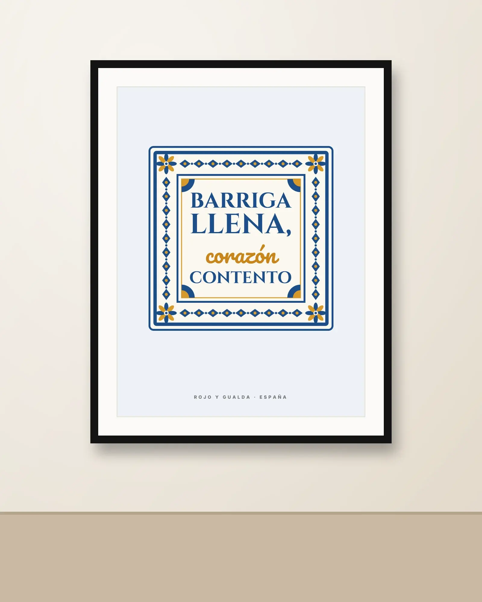 «Barriga llena, corazón contento» — Póster — en la pared