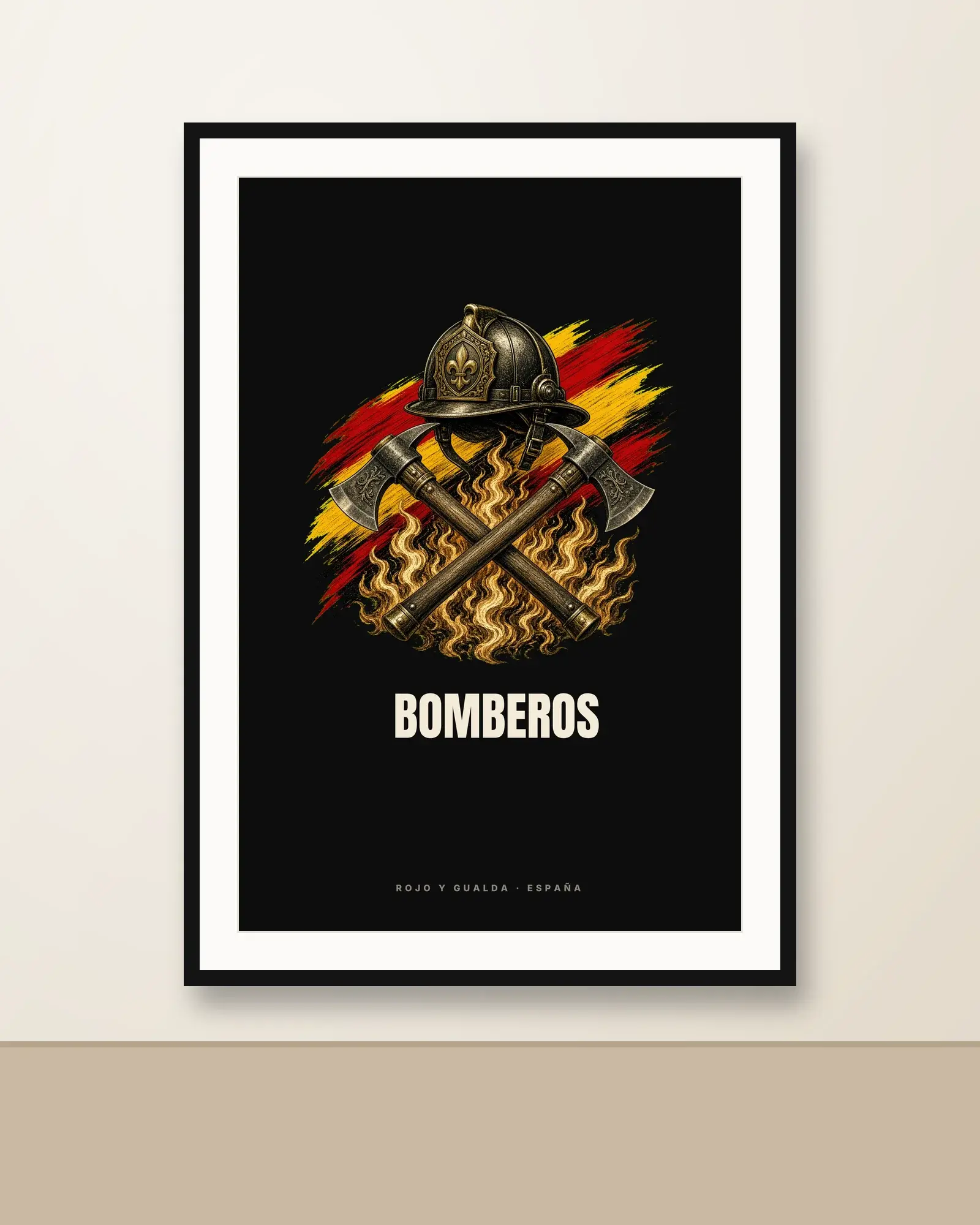 Bomberos · Arte — Lámina enmarcada — Black