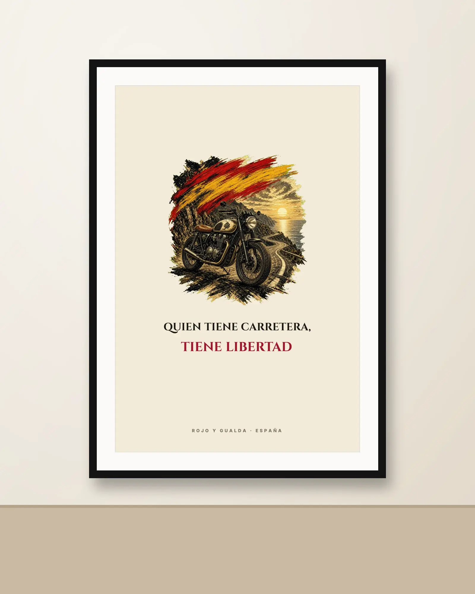Café Racer · Frase — Lámina enmarcada