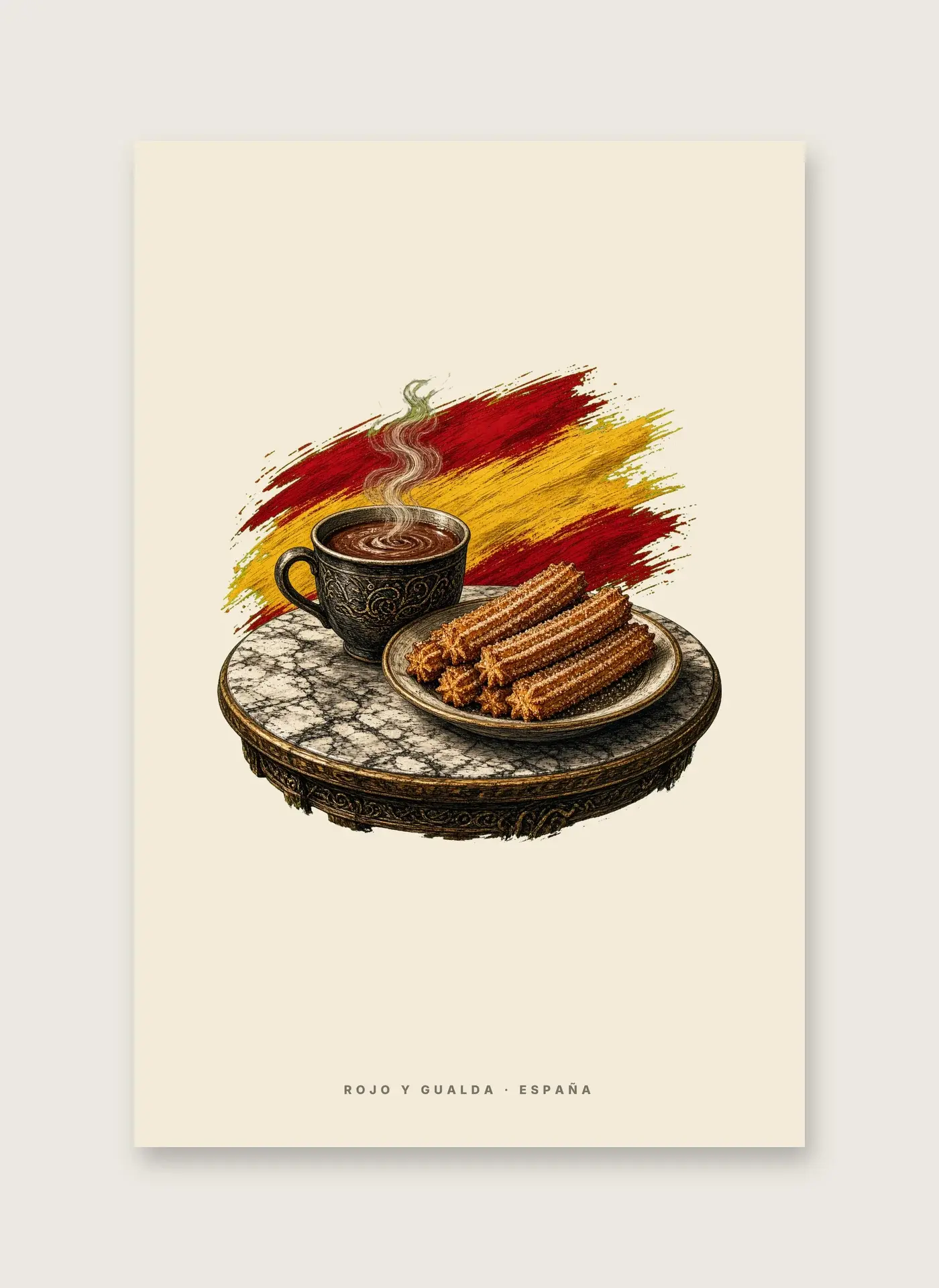 Chocolate con Churros · Arte — Lámina enmarcada — detalle