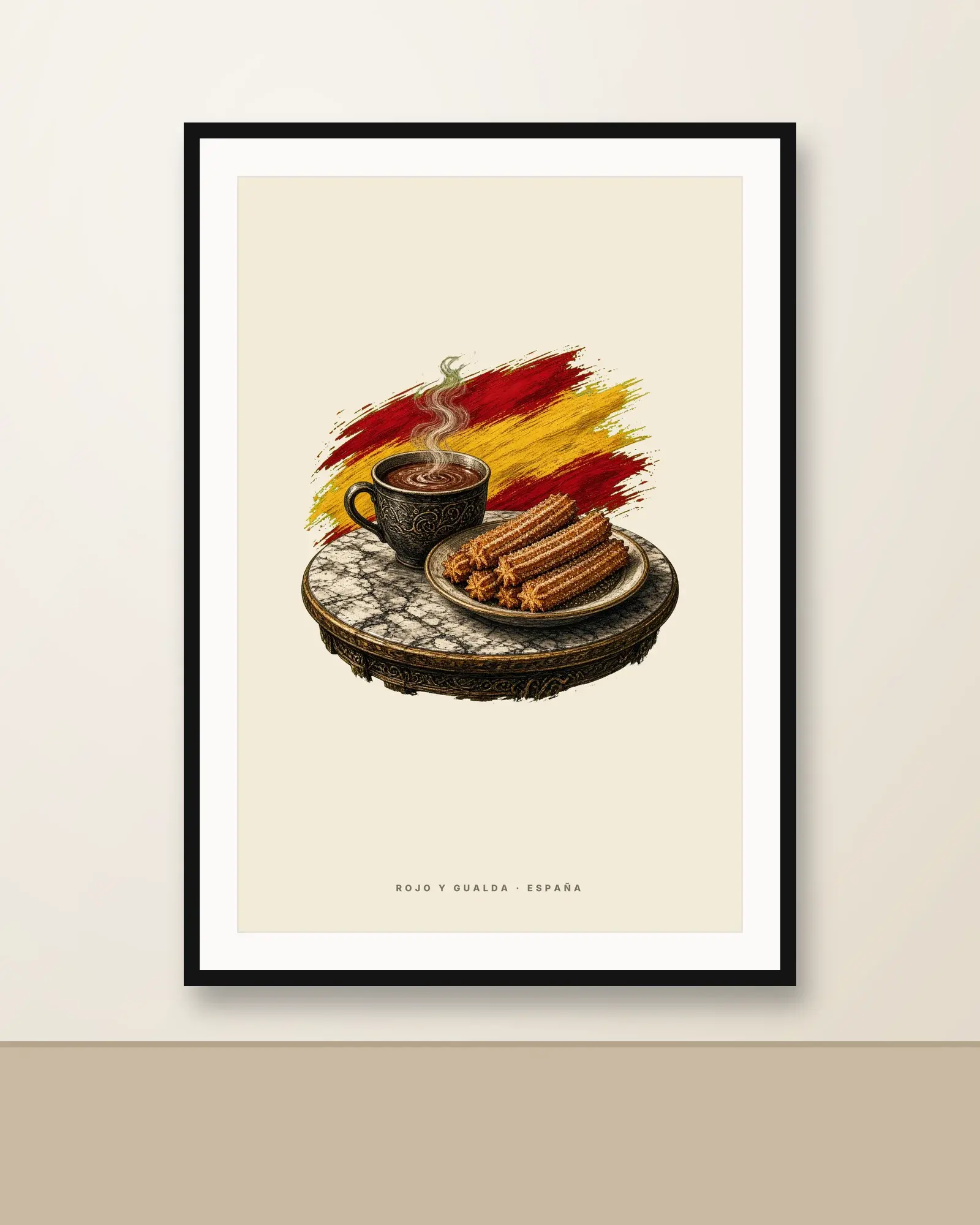 Chocolate con Churros · Arte — Lámina enmarcada