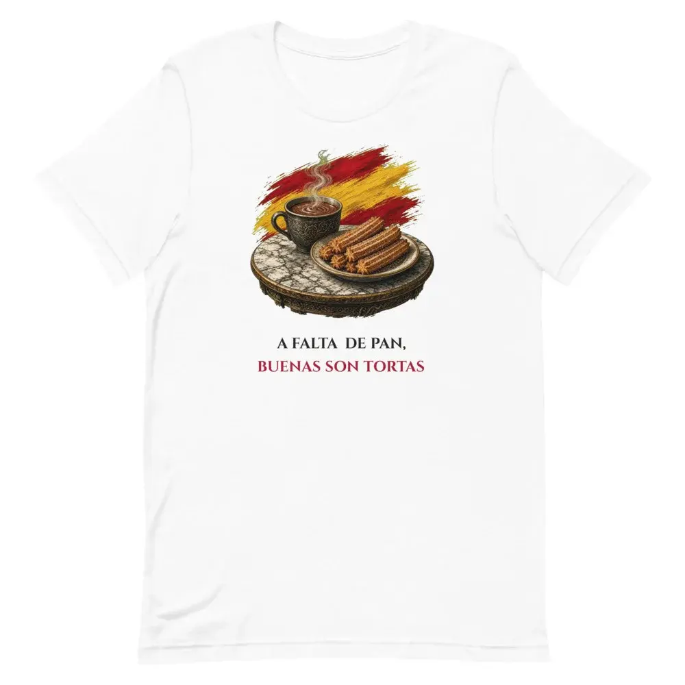 Chocolate con Churros · Frase — Camiseta — White — Front