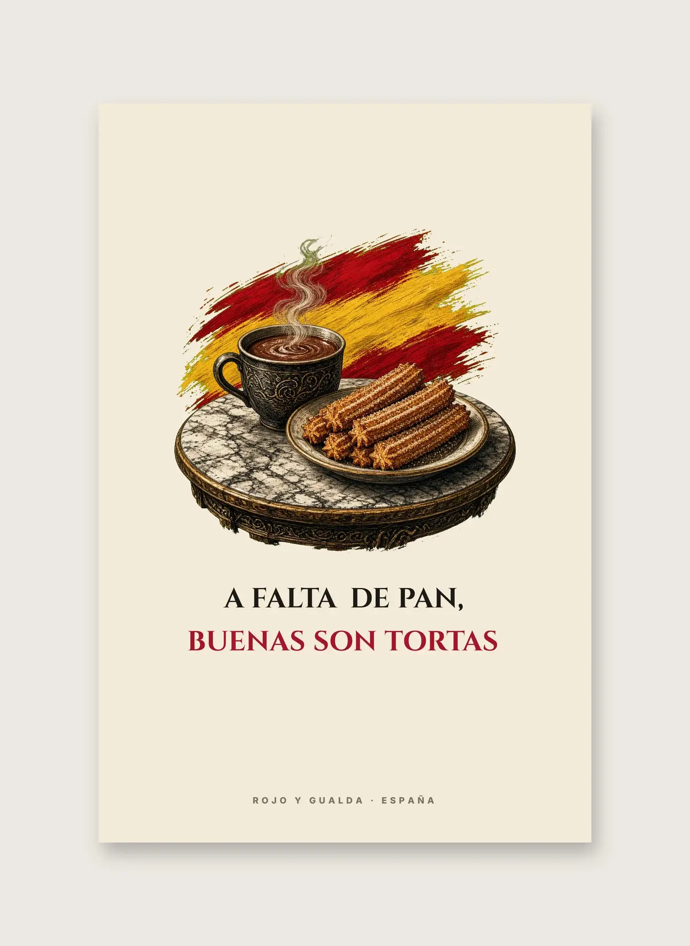 Chocolate con Churros · Frase — Lámina enmarcada — detalle