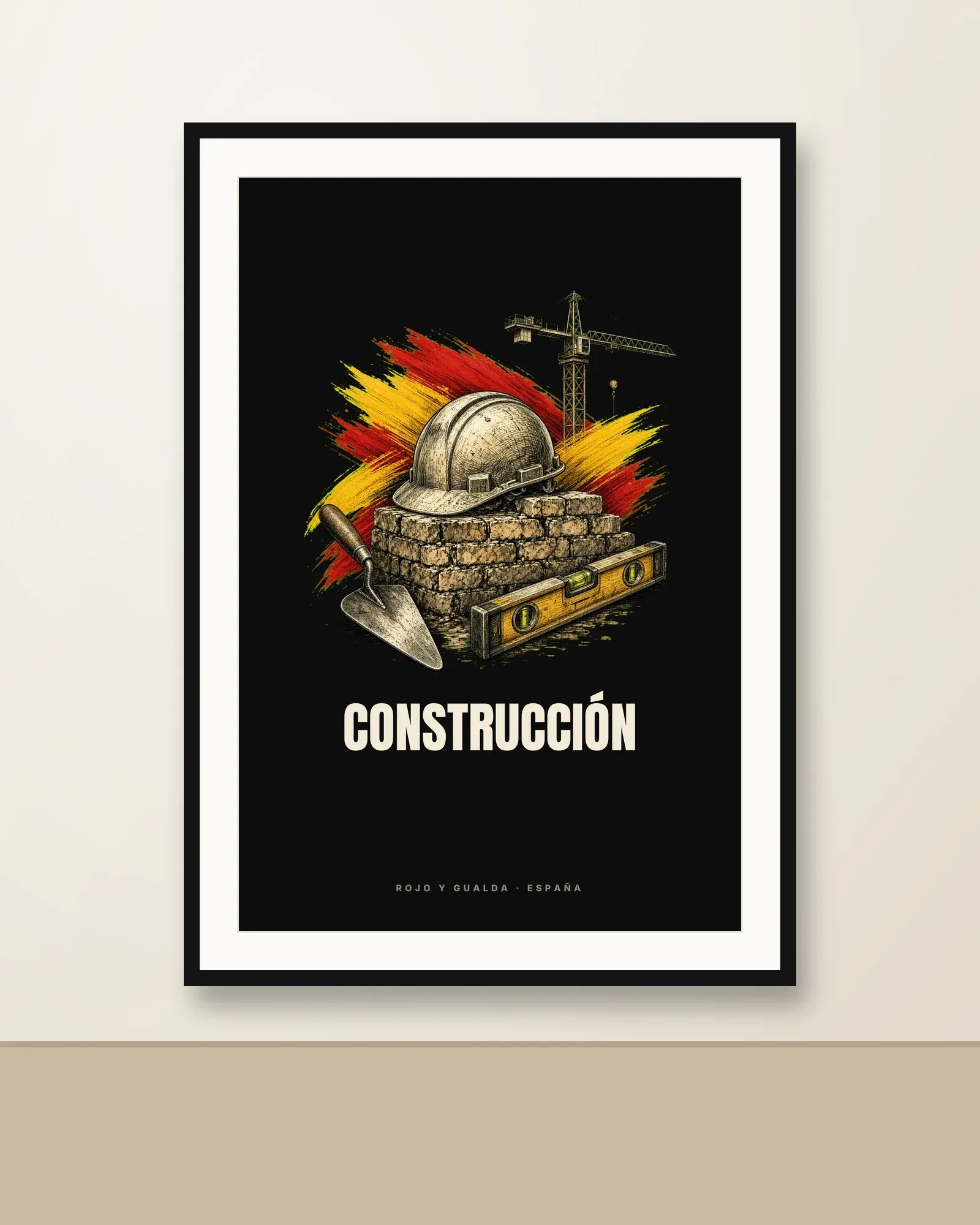 Construcción · Arte — Lámina enmarcada — Black