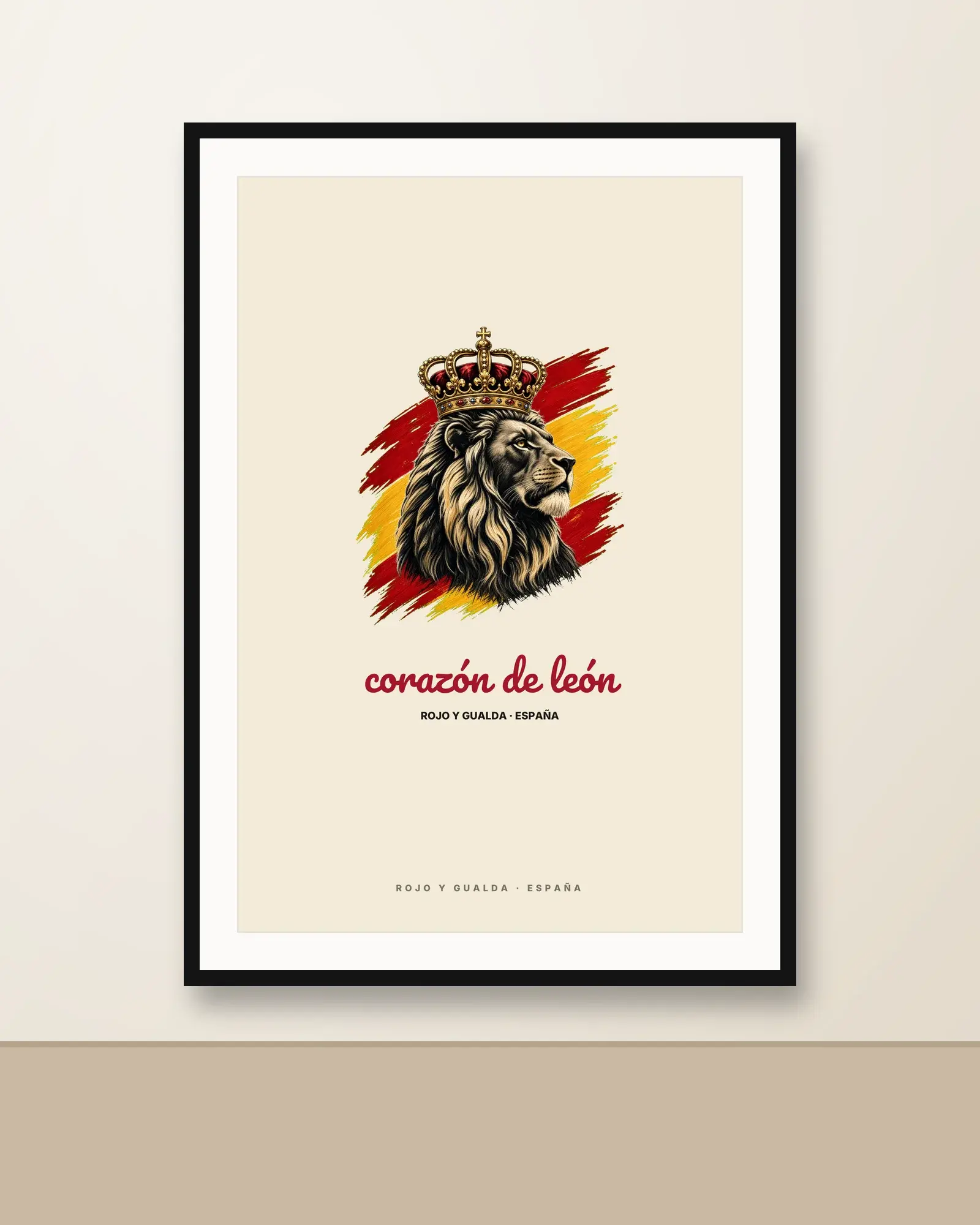 Corazón de León · Claro — Lámina enmarcada — Black