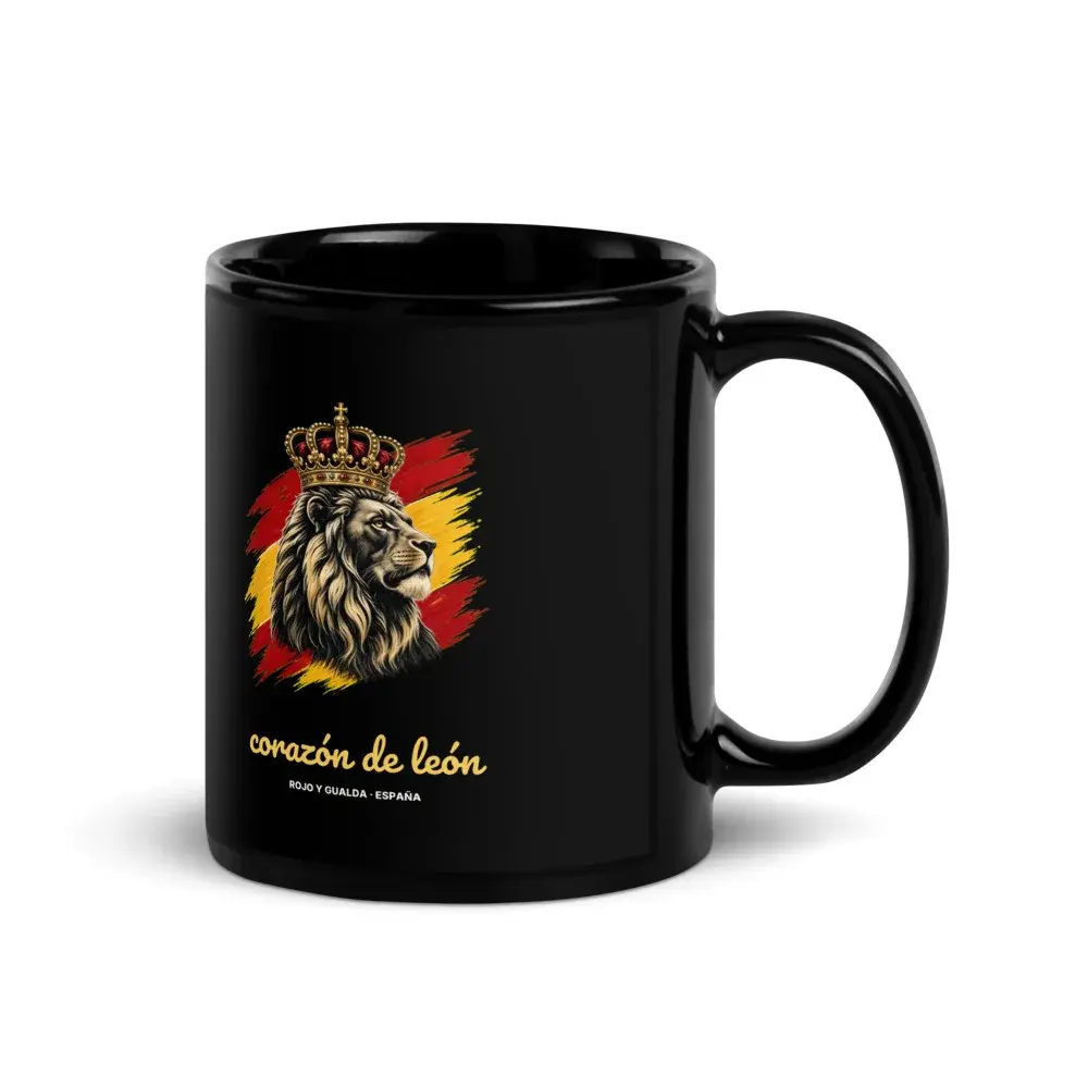 Corazón de León — Taza — Black — Handle on Right