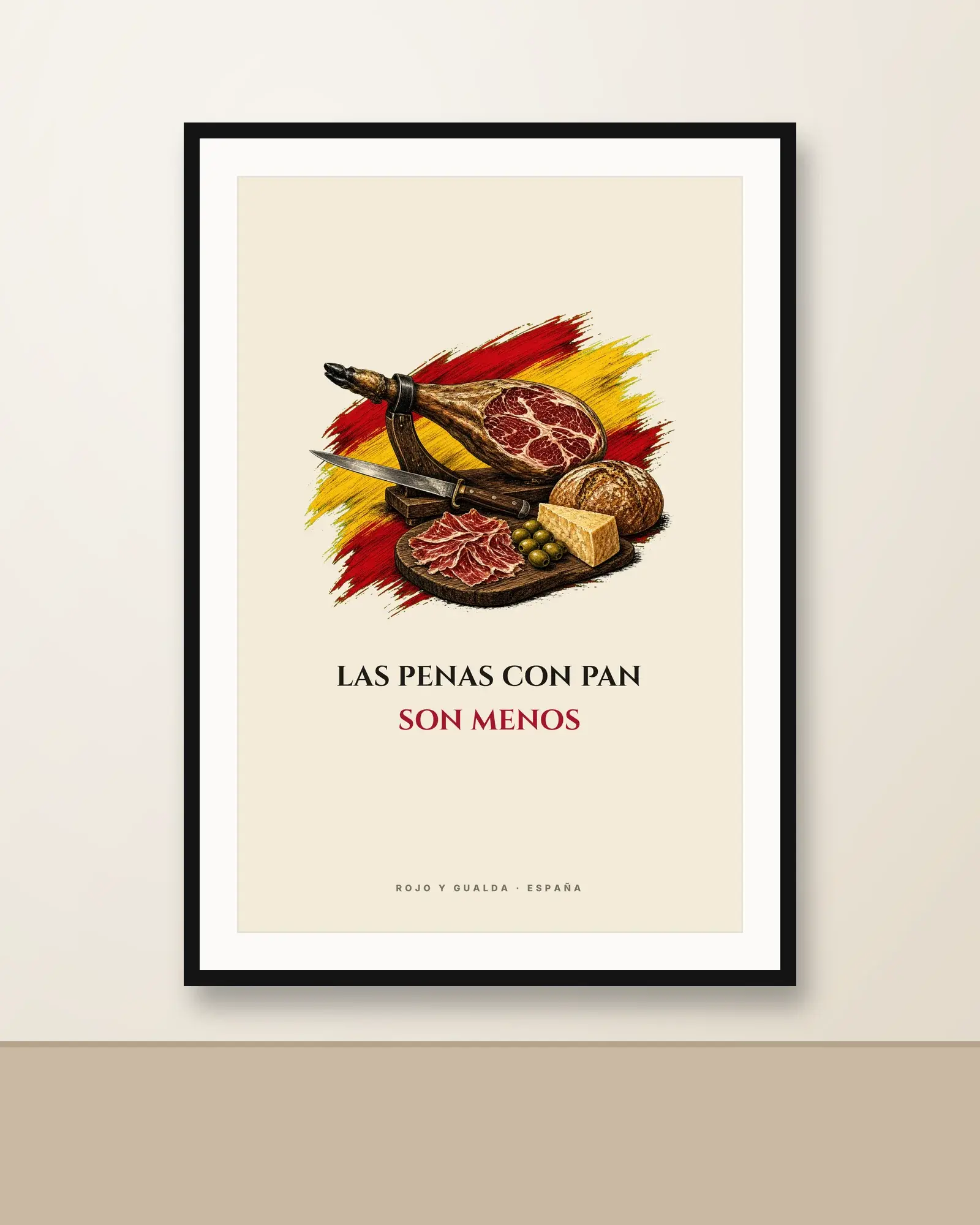 El Jamón · Frase — Lámina enmarcada — Black