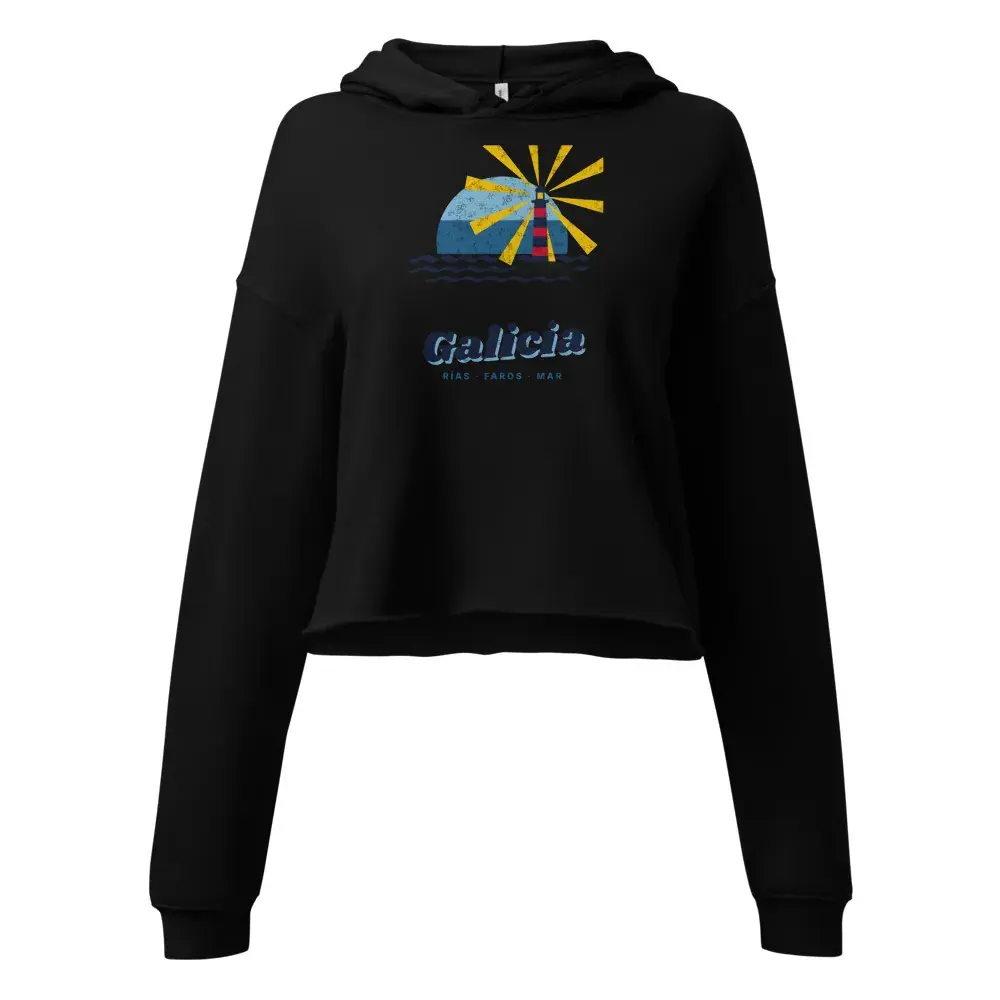 Galicia · Postal — Sudadera corta de mujer — Black