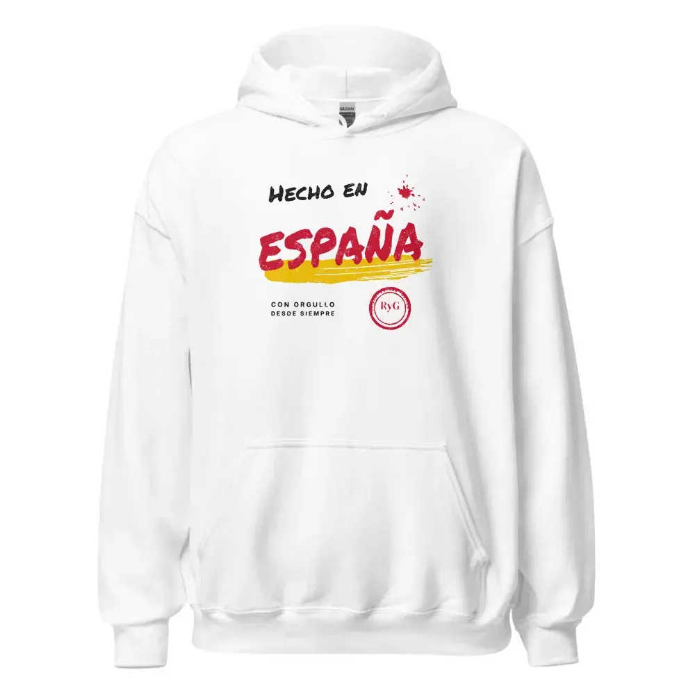 Hecho en España · Rotulado — Sudadera con capucha — White