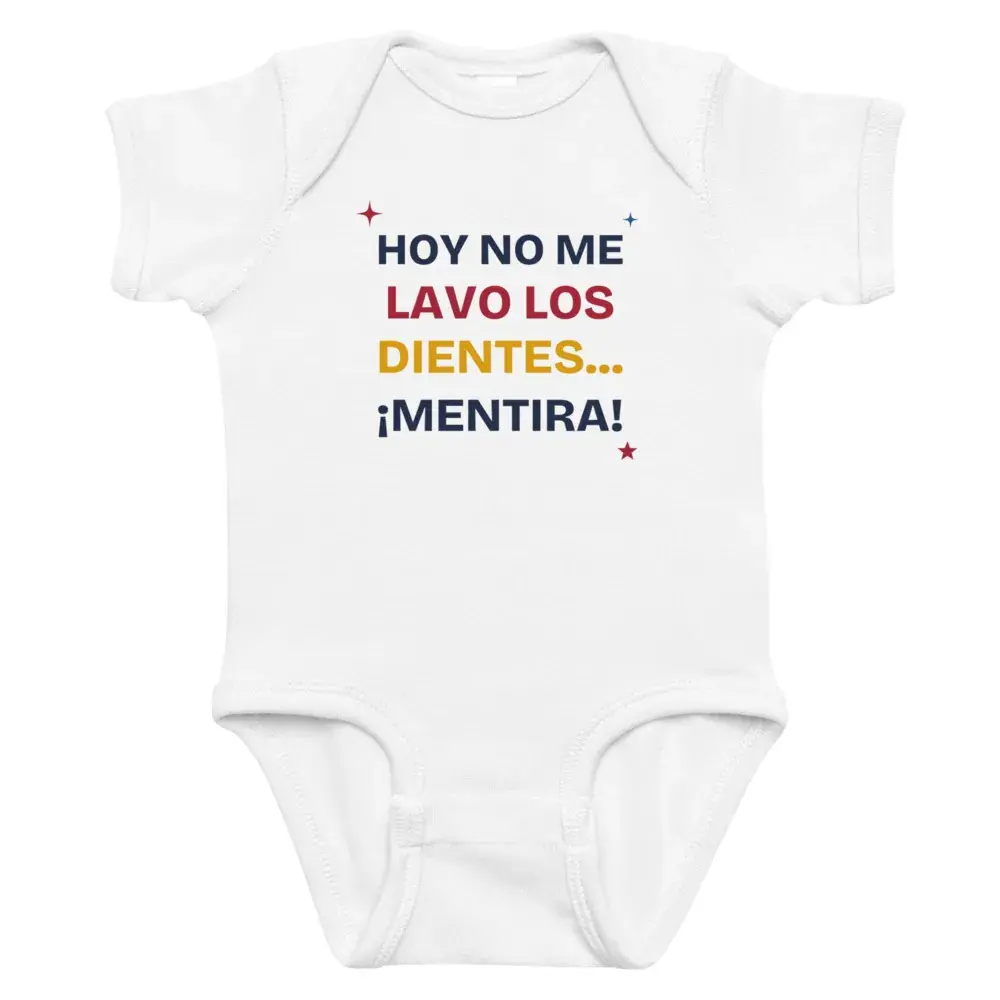 «Hoy no me lavo los dientes… mentira» — Body de bebé — White — Front