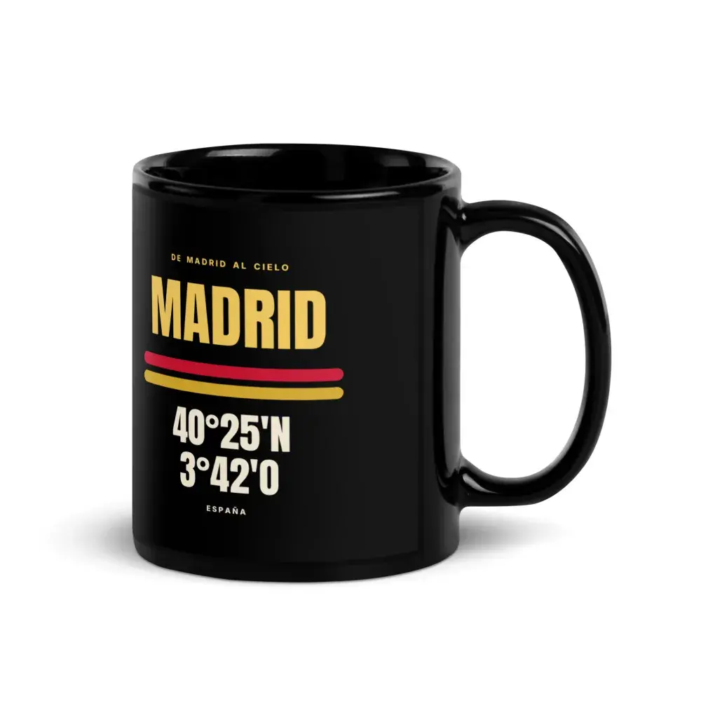 Madrid · Cartel — Taza — Black — Handle on Right