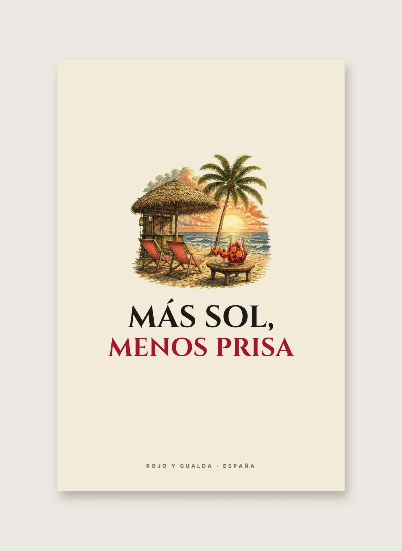 «Más sol, menos prisa» — Lámina enmarcada — detalle