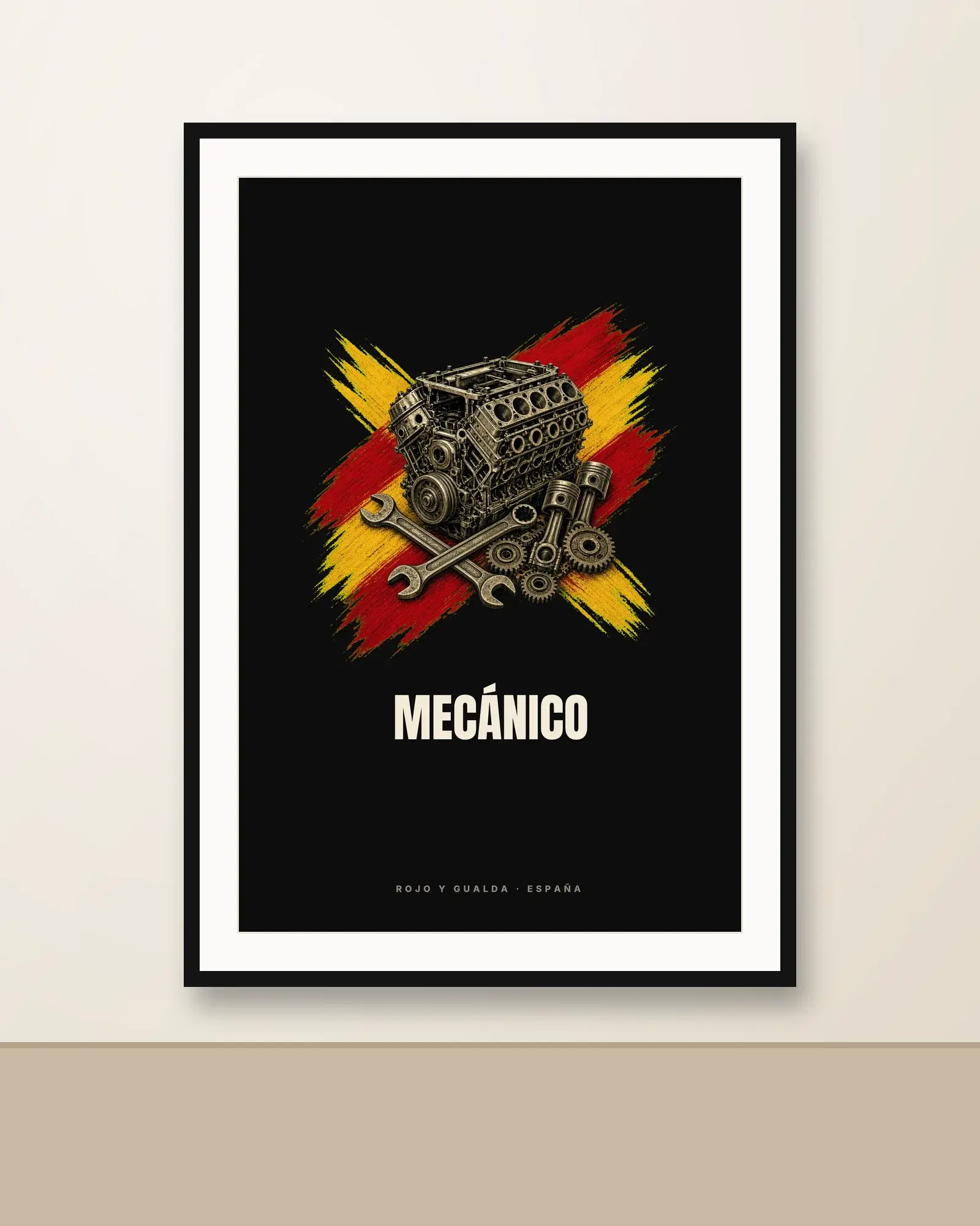 Mecánica · Arte — Lámina enmarcada — Black