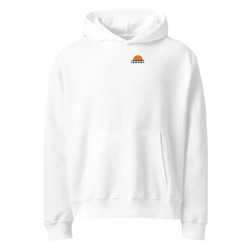 Mediterráneo a la Espalda — Sudadera oversize con capucha — White