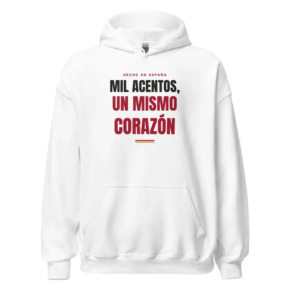 «Mil acentos, un mismo corazón» — Sudadera con capucha — White