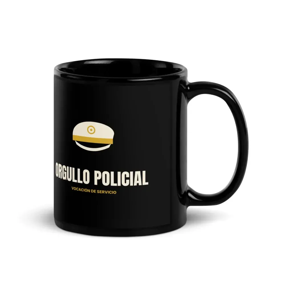 Orgullo Policial Minimal — Taza — Black — Handle on Right