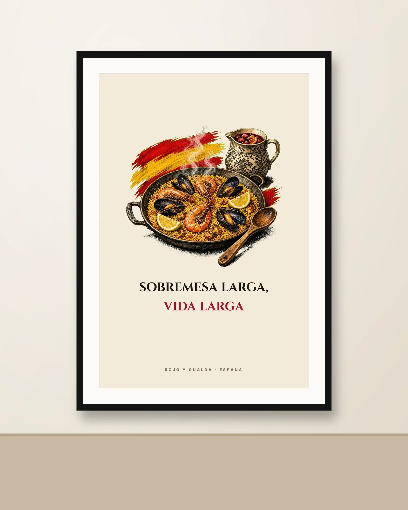 Paella de Domingo · Frase — Lámina enmarcada