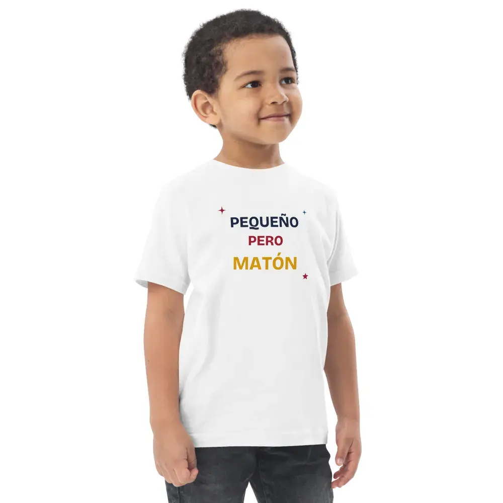 «Pequeño pero matón» — Camiseta de peque — White — Right Front — niño