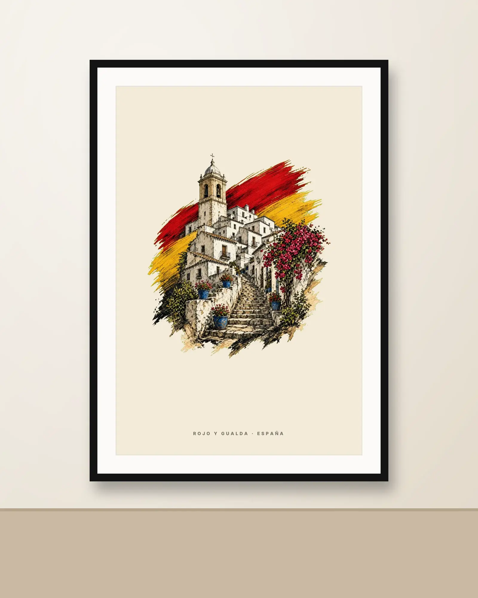 Pueblo Blanco · Arte — Lámina enmarcada — Black
