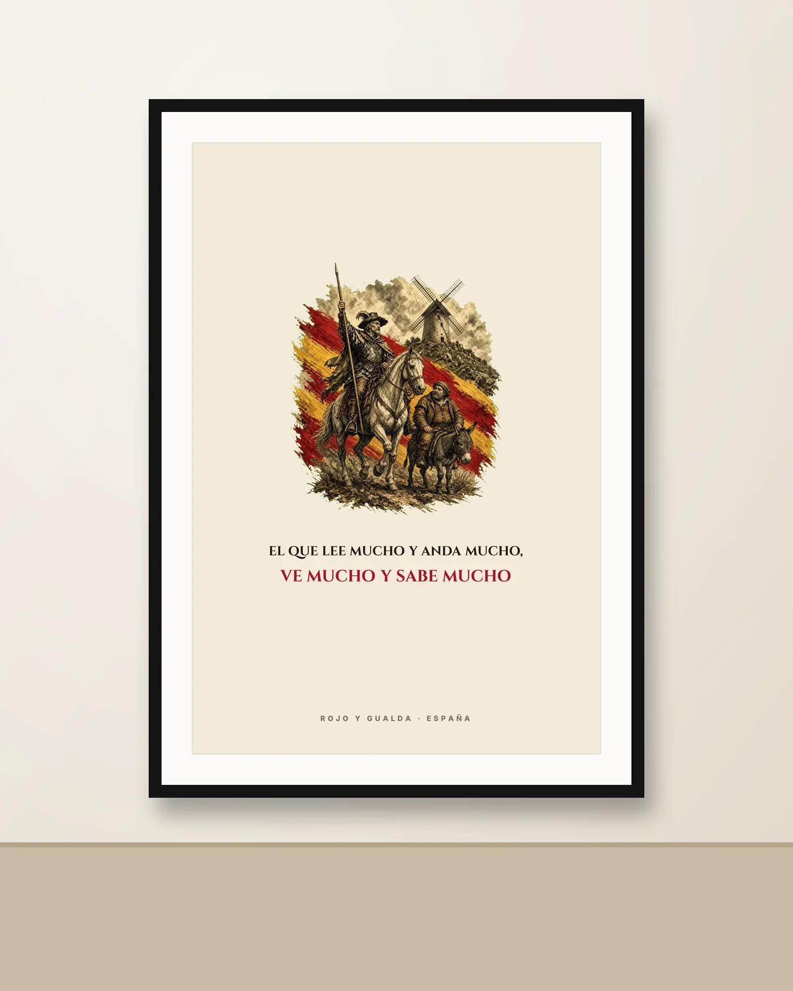 Quijote y Sancho · Frase — Lámina enmarcada