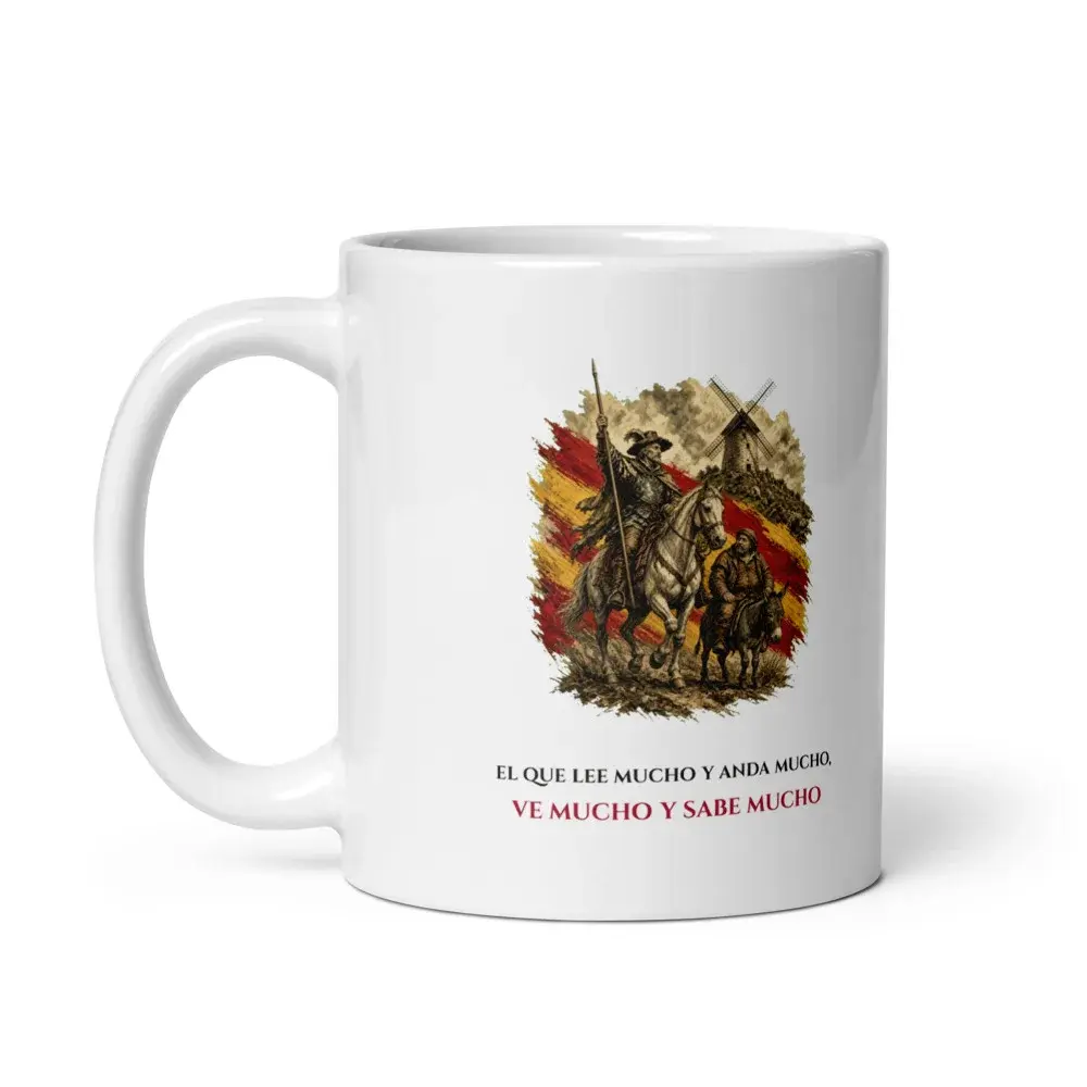 Quijote y Sancho · Frase — Taza — White — Handle on Left