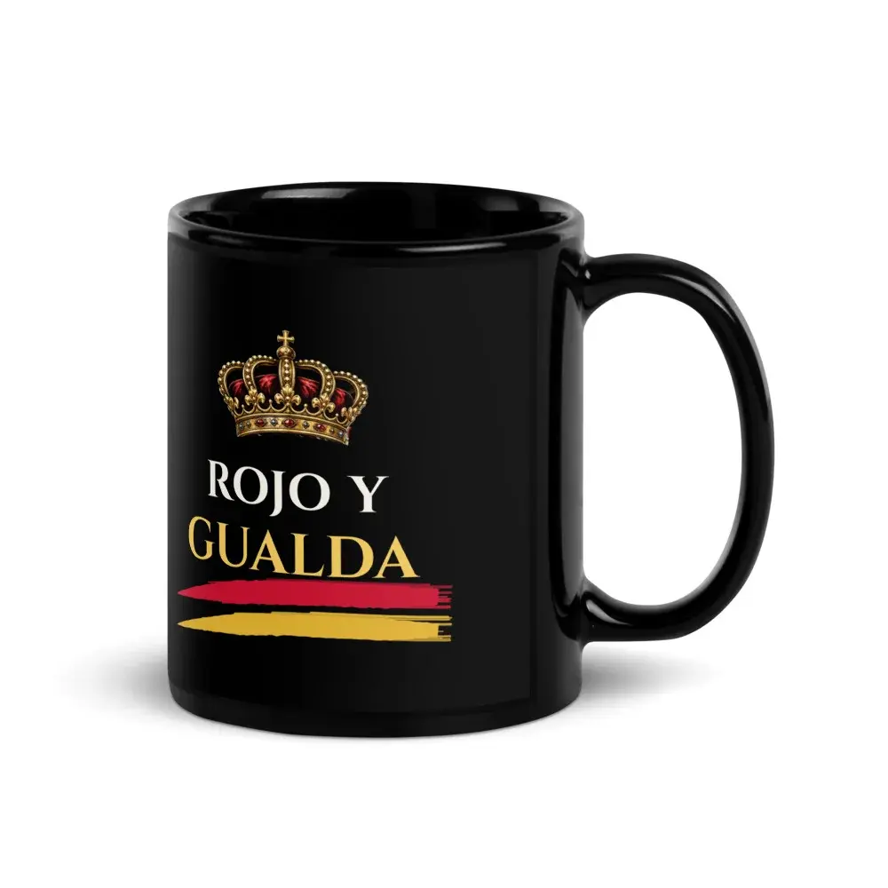 Rojo y Gualda · Real — Taza — Black — Handle on Right