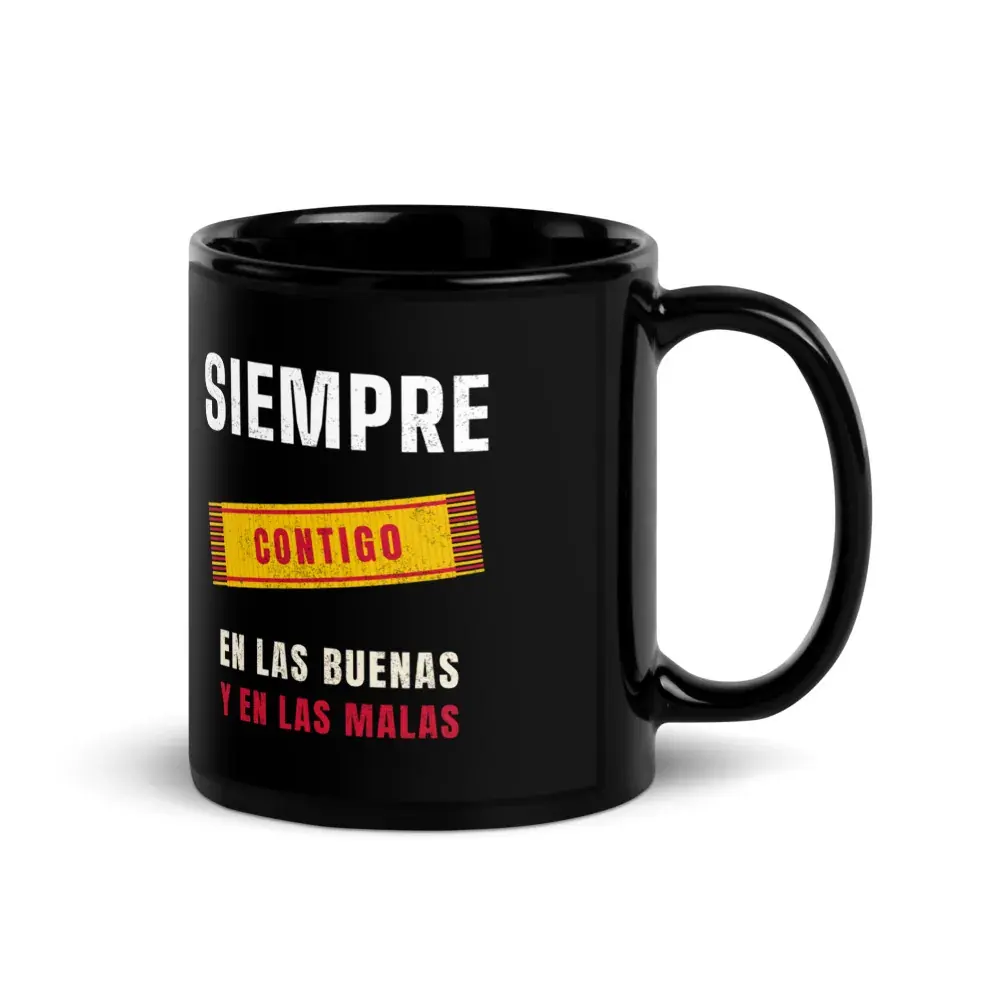 Siempre Contigo — Taza — Black — Handle on Right