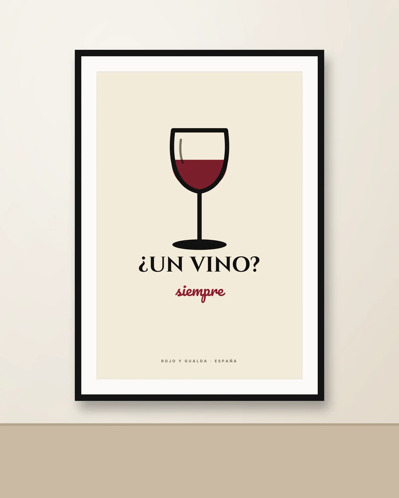 ¿Un Vino? — Lámina enmarcada — Black